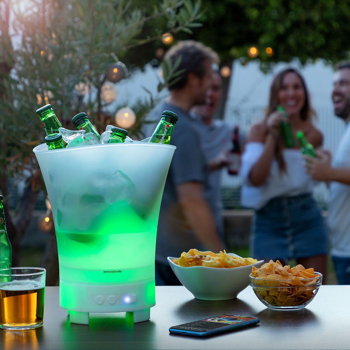 LED-hink med återuppladdningsbar högtalare Sonice InnovaGoods - 33