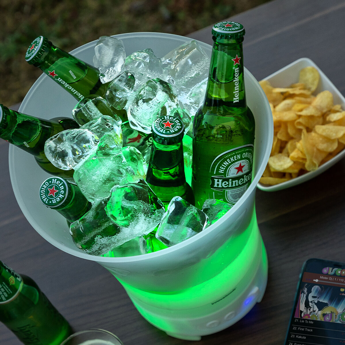 LED-hink med återuppladdningsbar högtalare Sonice InnovaGoods - 37