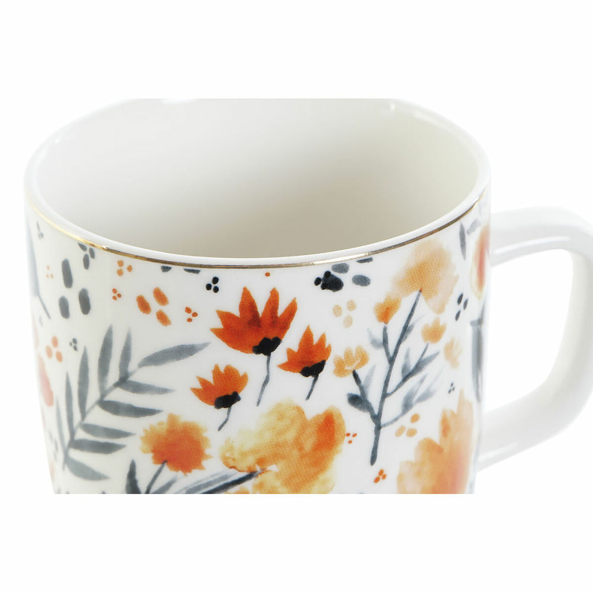 Koppar DKD Home Decor Porslin Blå Orange (380 ml) (12 x 8,5 x 9,5 cm) - 3