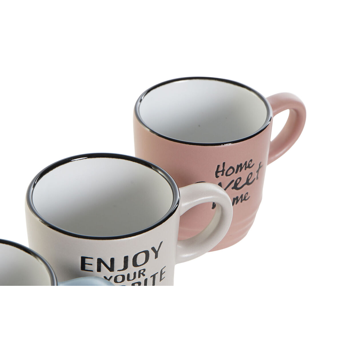 Set med kaffekoppar DKD Home Decor Multicolour Stengods 90 ml Ursprungliga meningar - 3