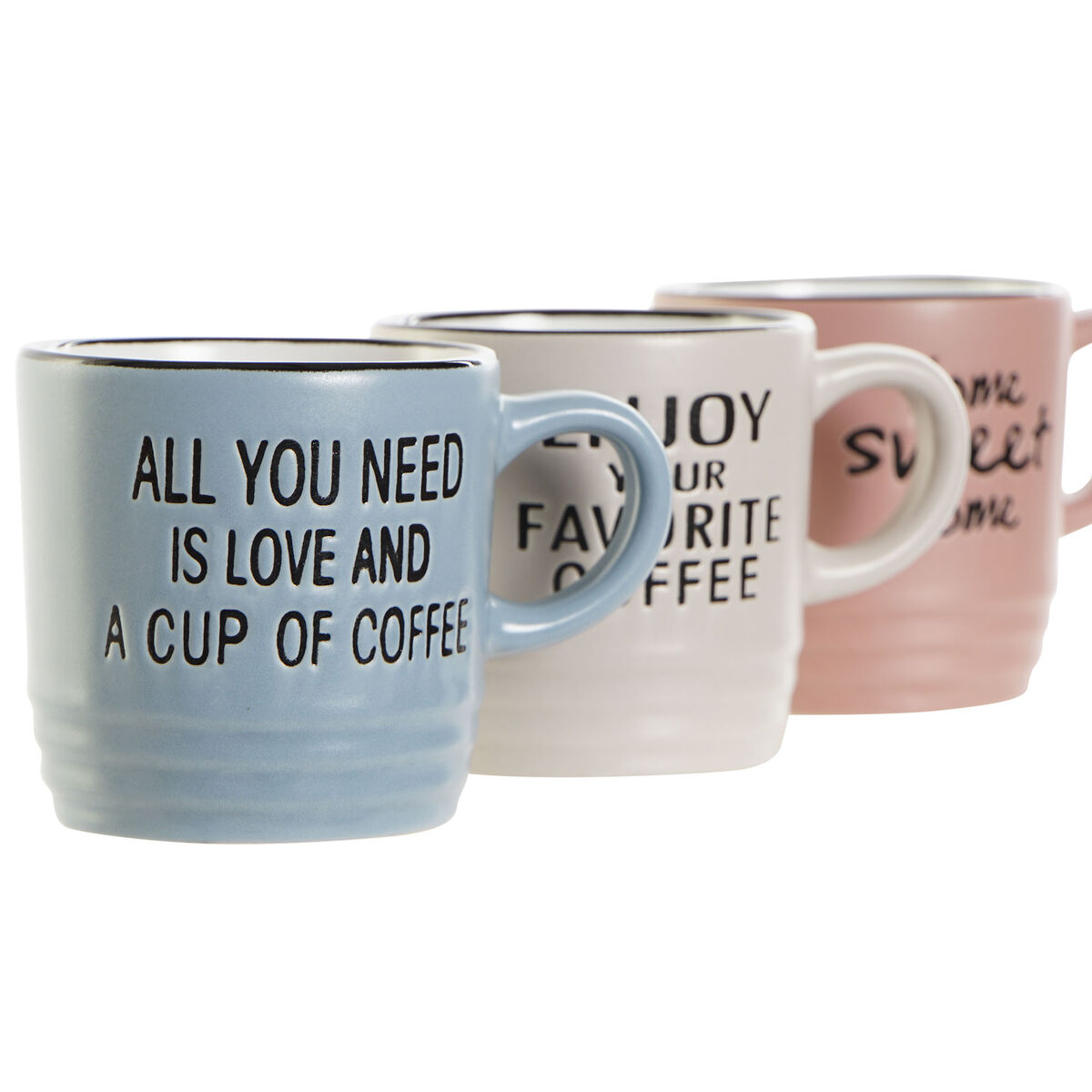 Set med kaffekoppar DKD Home Decor Multicolour Stengods 90 ml Ursprungliga meningar - 2