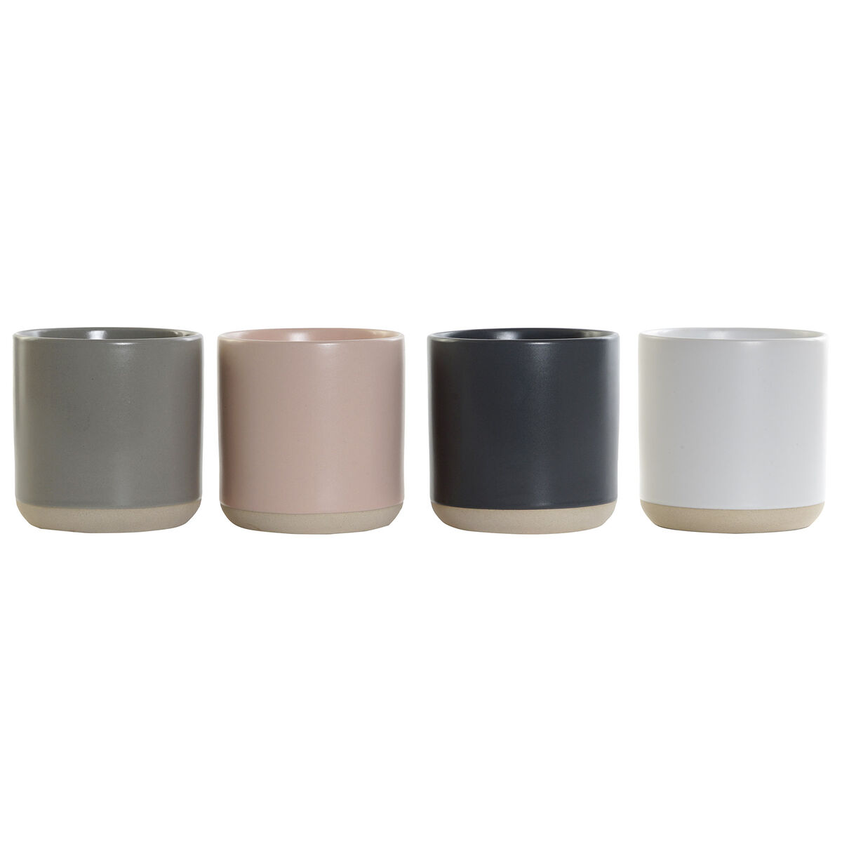 Mugg DKD Home Decor Ljusrosa Mörkgrå Ljusgrå Stengods (350 ml) (4 antal)