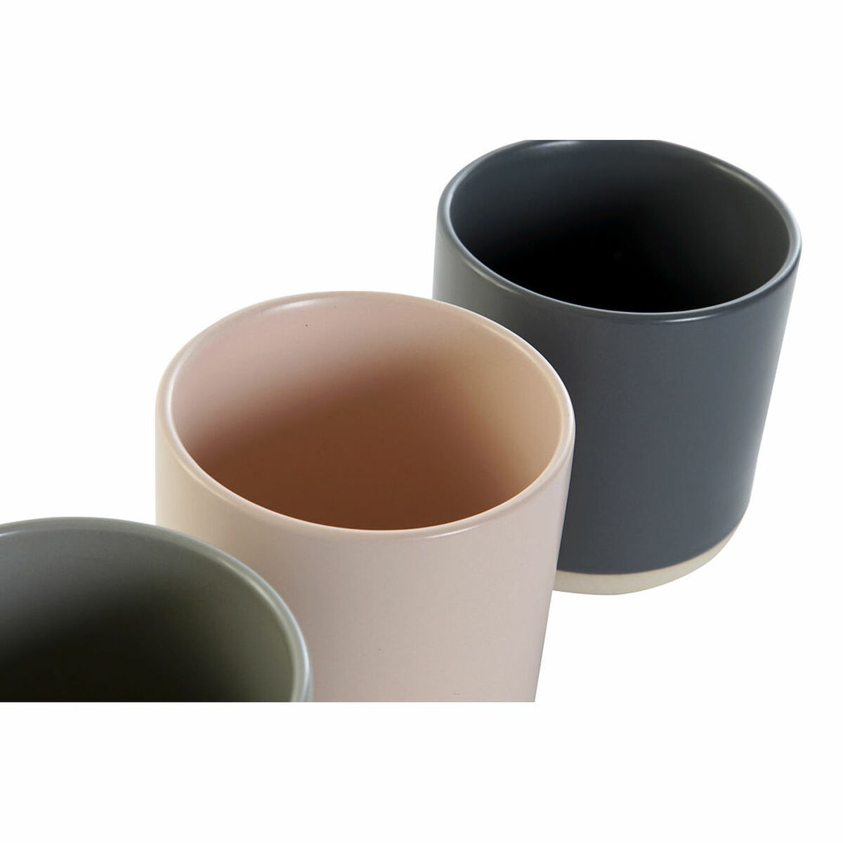 Mugg DKD Home Decor Ljusrosa Mörkgrå Ljusgrå Stengods (350 ml) (4 antal) - 2
