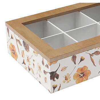 Låda för örtte Versa Blomblad Trä 17 x 7 x 24 cm