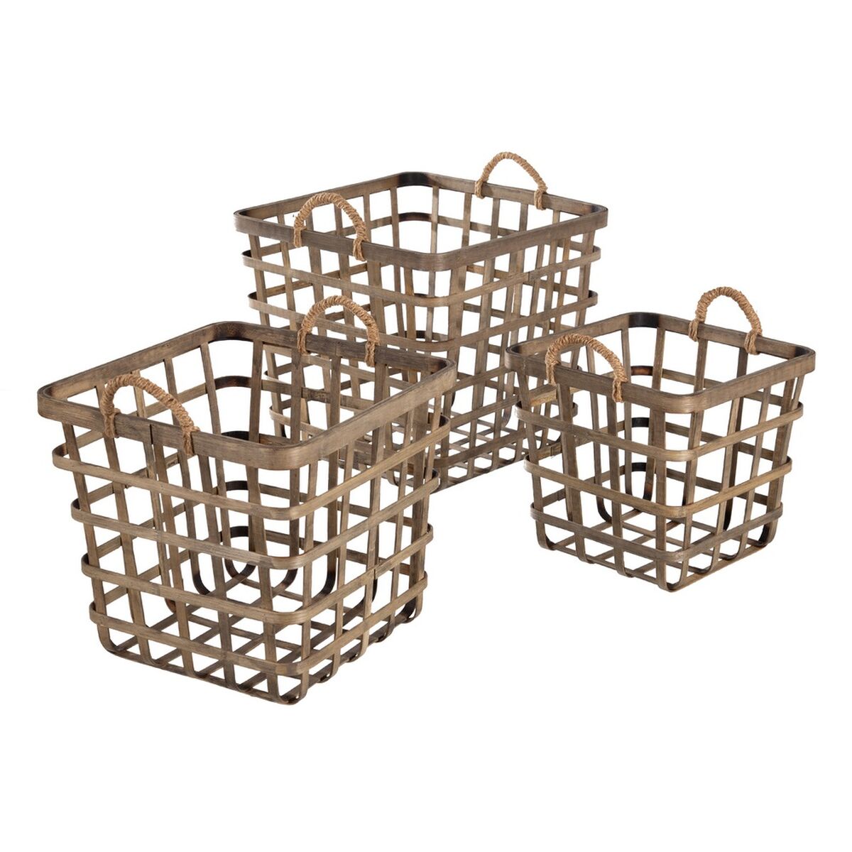 Korgset 42 x 42 x 37 cm Naturell Bambu (3 Delar)