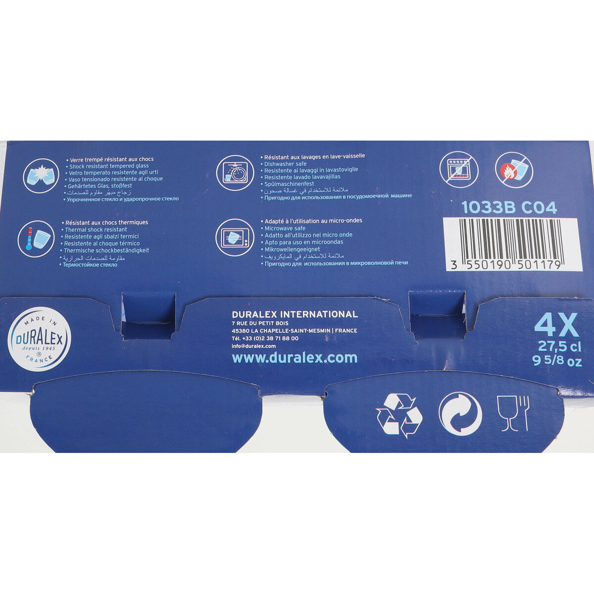 Glasset Duralex Prisme Blå 4 Delar 275 ml (12 antal) - 5