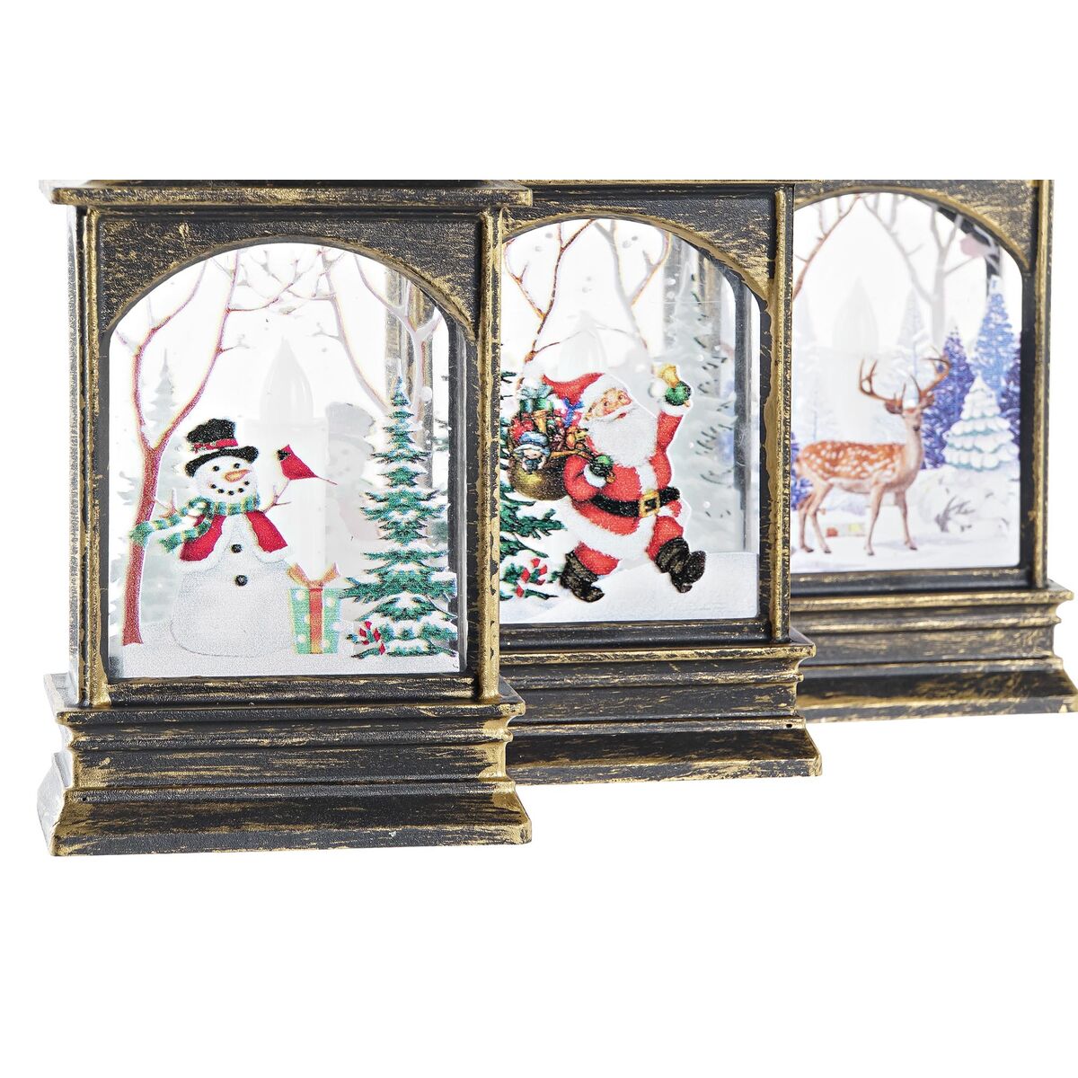 Belysning dekoration DKD Home Decor Jul Svart Gyllene (7 x 4 x 13,5 cm) (3 antal) - 3