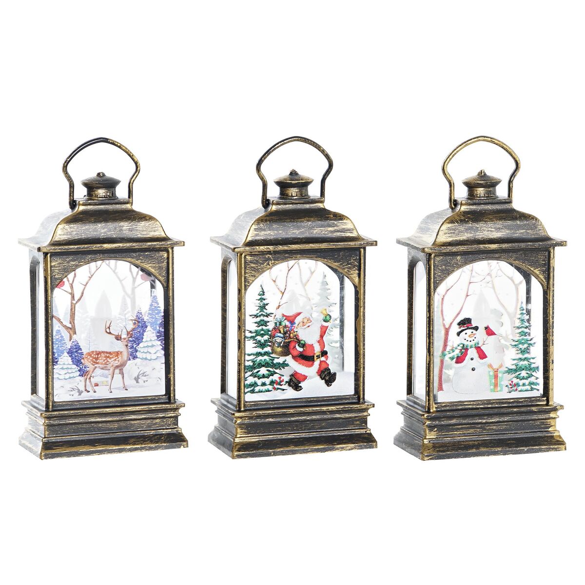 Belysning dekoration DKD Home Decor Jul Svart Gyllene (7 x 4 x 13,5 cm) (3 antal)