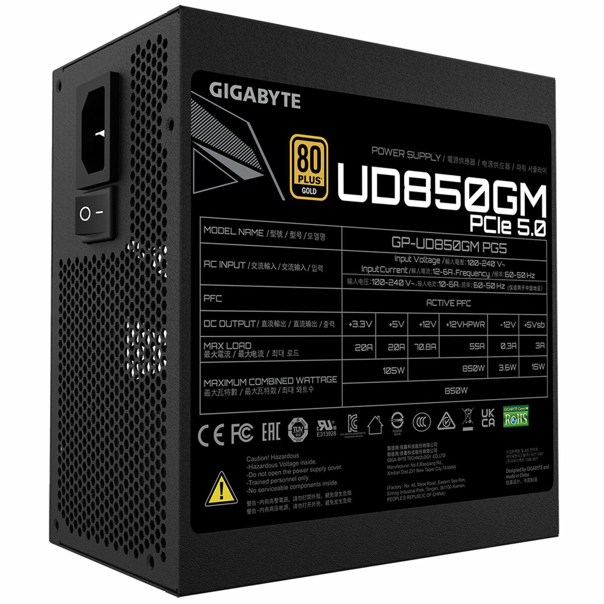 Strömtillförsel Gigabyte GP-UD850GM PG5 Svart 850 W 105 W 80 Plus Gold - 2
