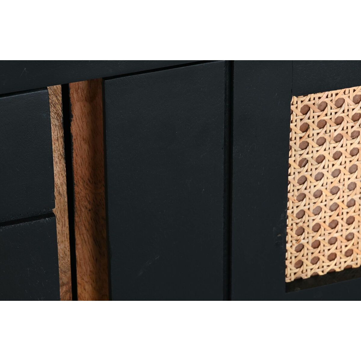 TV-möbler DKD Home Decor Svart Rattan Mangoträ (145,5 x 40,5 x 60 cm) - 8