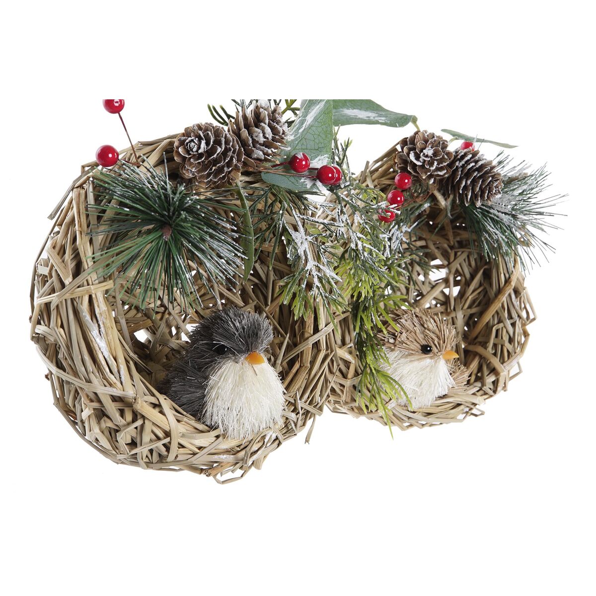 Julgranskula DKD Home Decor Polyester Rattan (14 x 11 x 15 cm) (2 antal) - 3