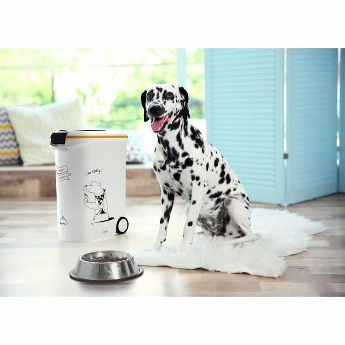 Pet food canister Curver 794096 Med hjul Vit Plast 20 kg 54 L 49,3 x 27,8 x 60,5 cm - 4