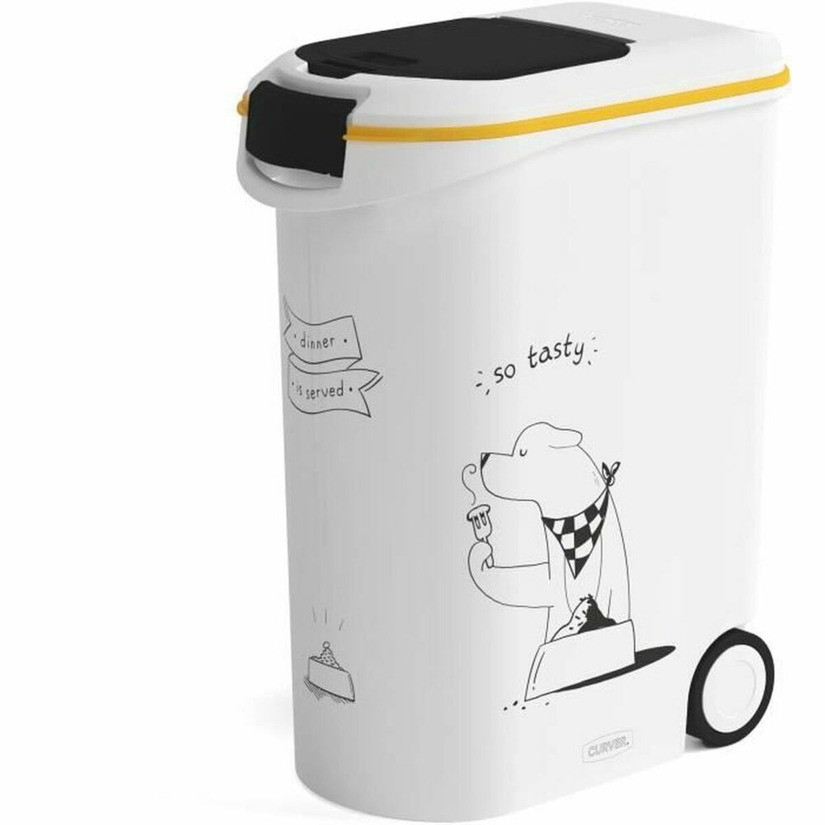 Pet food canister Curver 794096 Med hjul Vit Plast 20 kg 54 L 49,3 x 27,8 x 60,5 cm