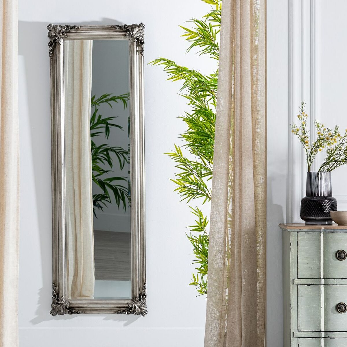 Speglar 56 x 4 x 172 cm Glas Trä Silver - 2