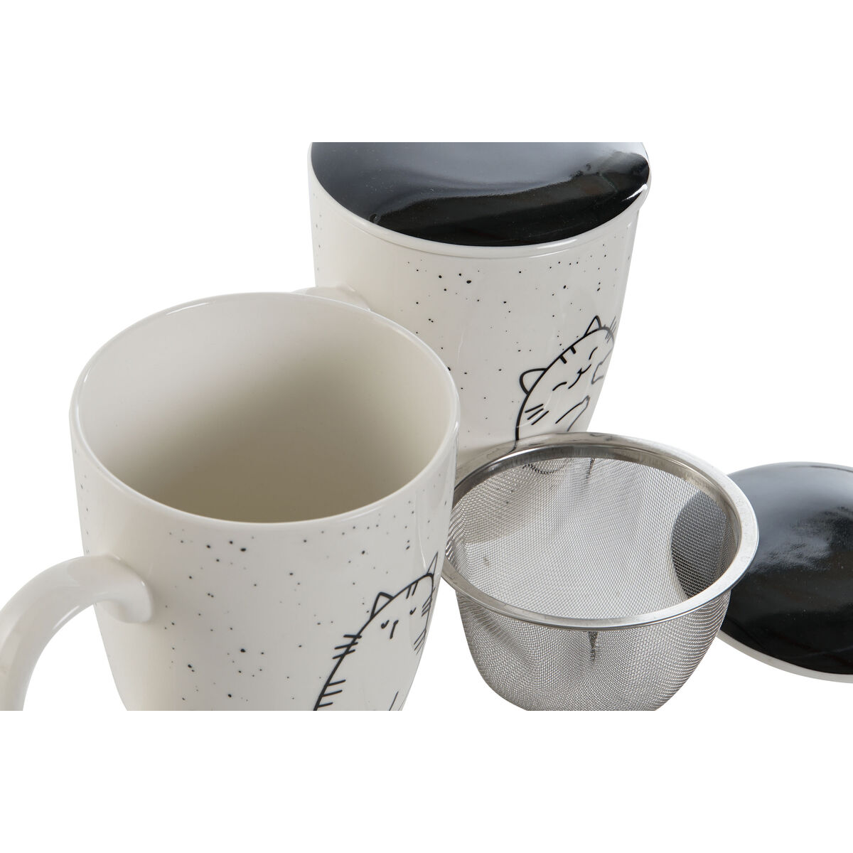 Kopp med filter för örtteer Home ESPRIT Vit Svart 340 ml (2 antal) - 3