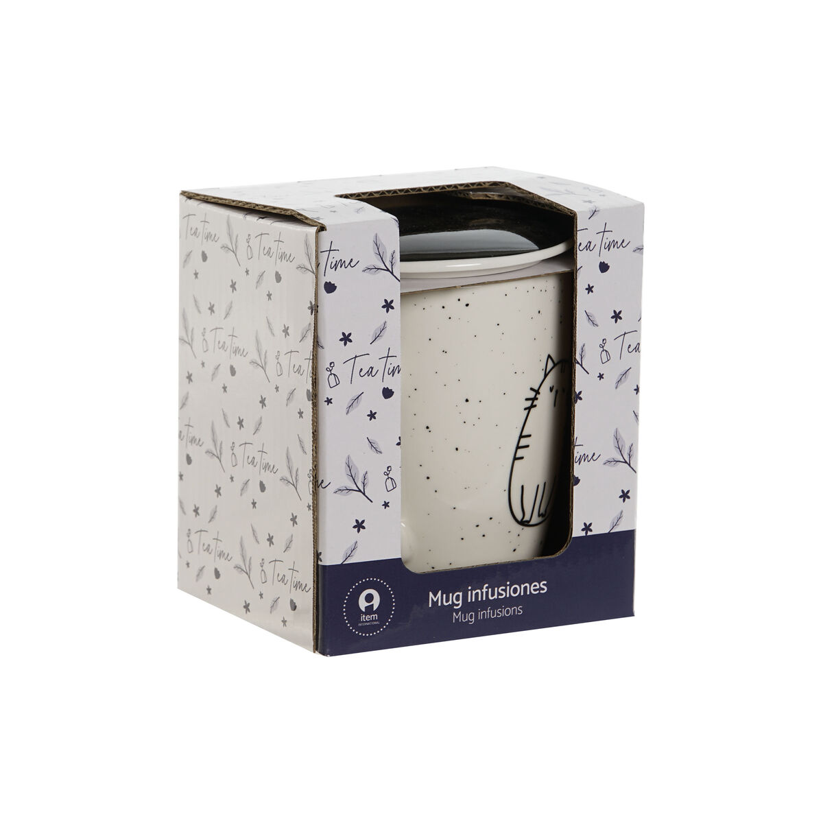 Kopp med filter för örtteer Home ESPRIT Vit Svart 340 ml (2 antal) - 4
