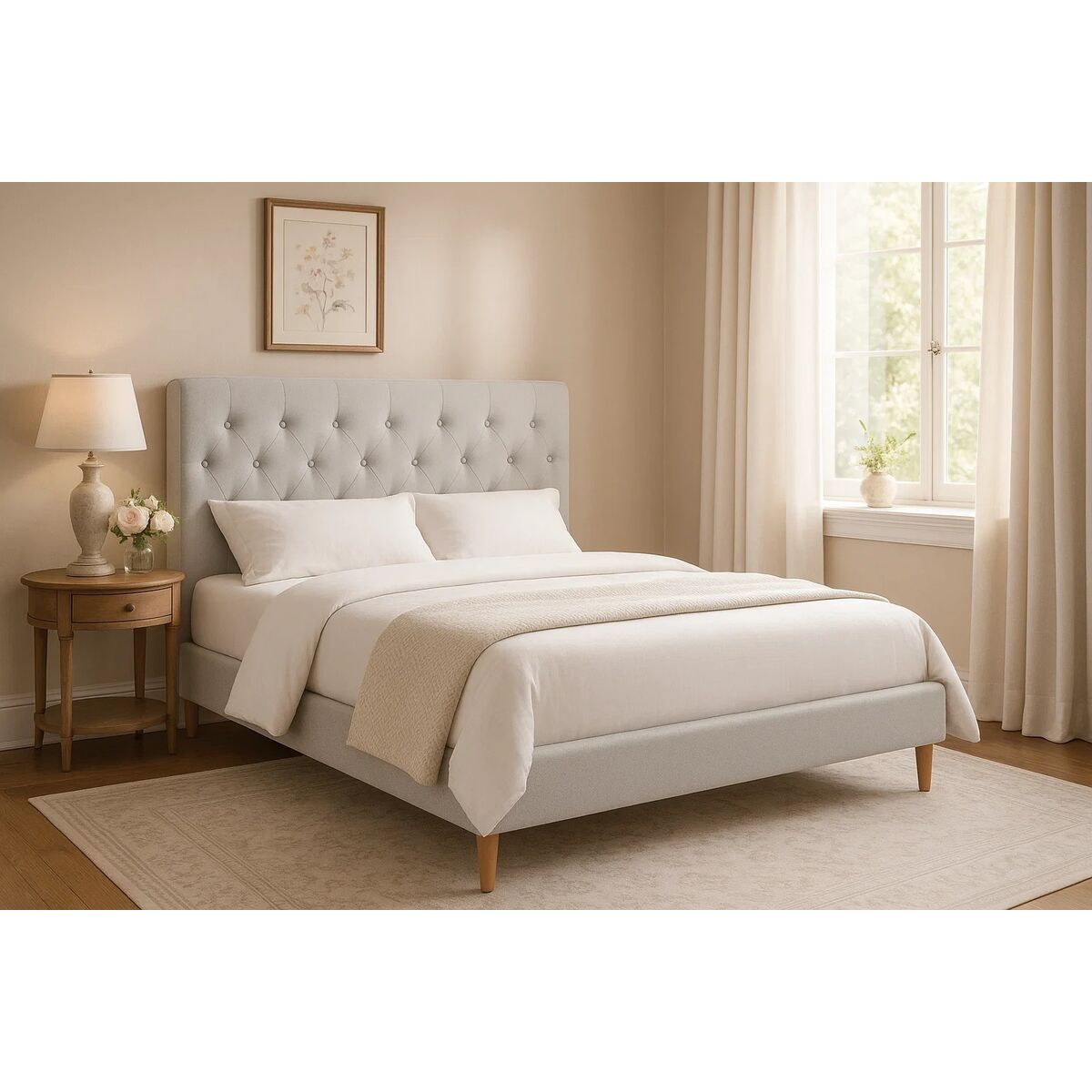 Säng Home ESPRIT Beige 170 X 219 X 104 CM - 2
