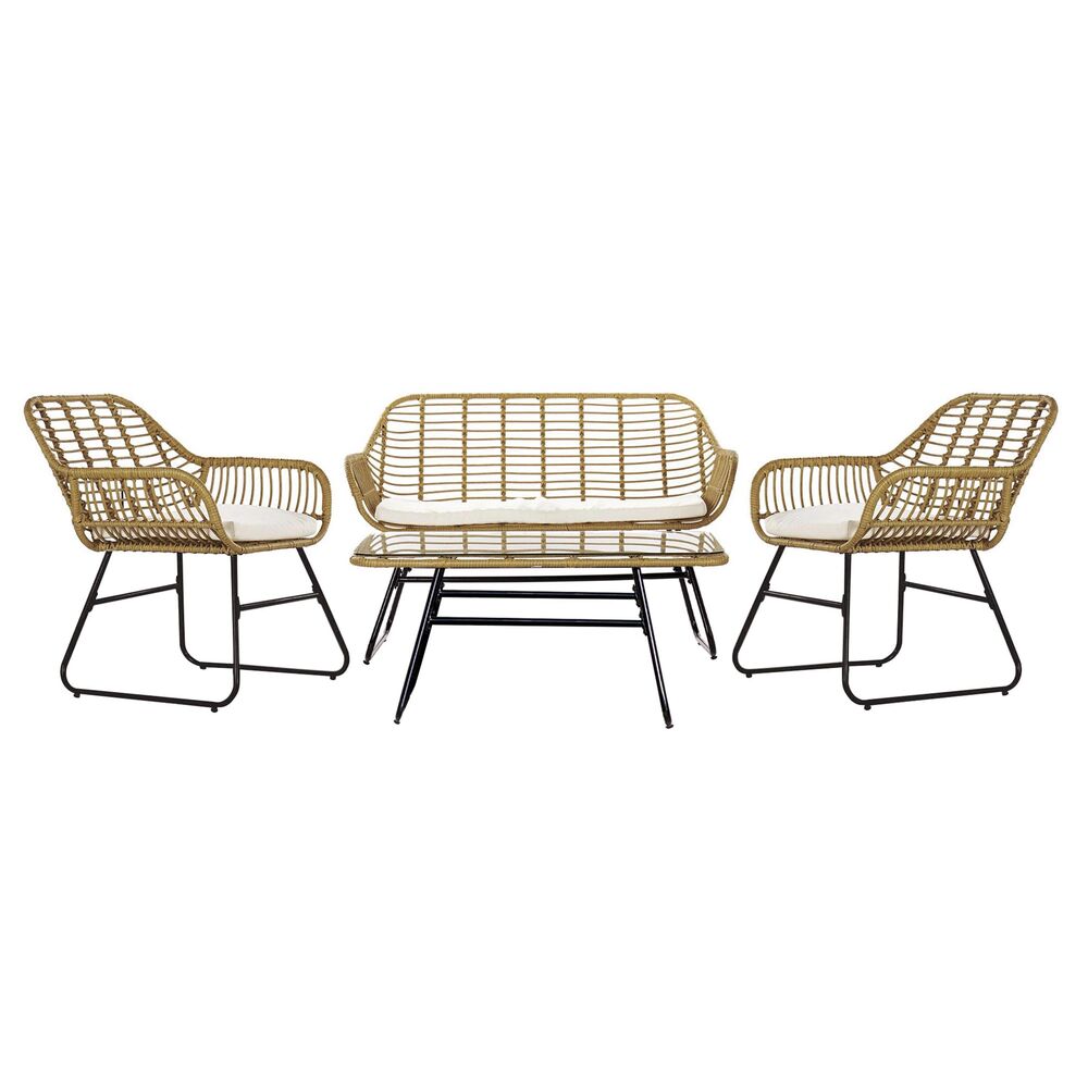 Trädgårdssoffa DKD Home Decor Brun Metall Polyester syntetisk rattan (124 x 74 x 84 cm)