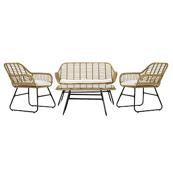Trädgårdssoffa DKD Home Decor Brun Metall Polyester syntetisk rattan (124 x 74 x 84 cm)