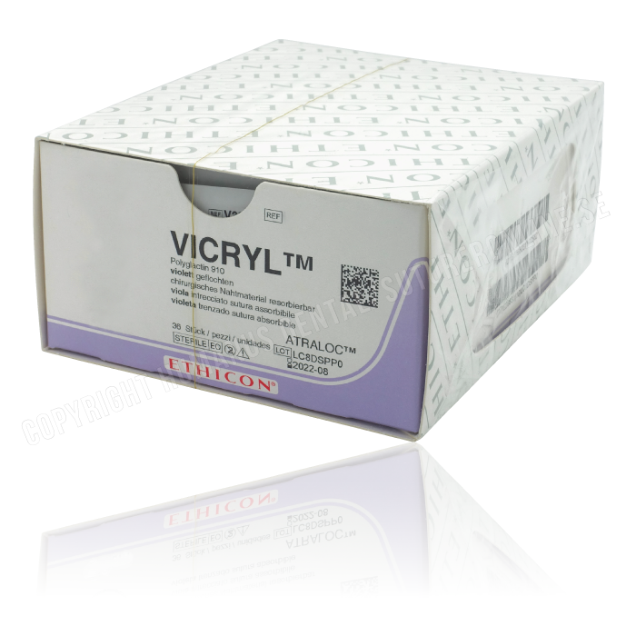 Vicryl suture 8-0, V547G, 2xGS-9 needles, 20 cm purple - 2