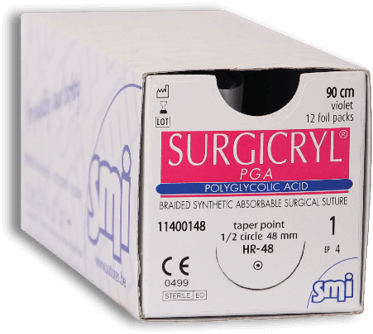 Surgicryl PGA suture 5-0, DS 16 mm needle, 75 cm violet 