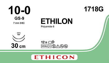 Ethilon suture 10-0, 1718G, 2XGS-9 30 cm black EXP 2027-04