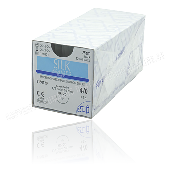 Silk suture 5-0, HR 16 mm needle, 75 cm black EXP 2026-08
