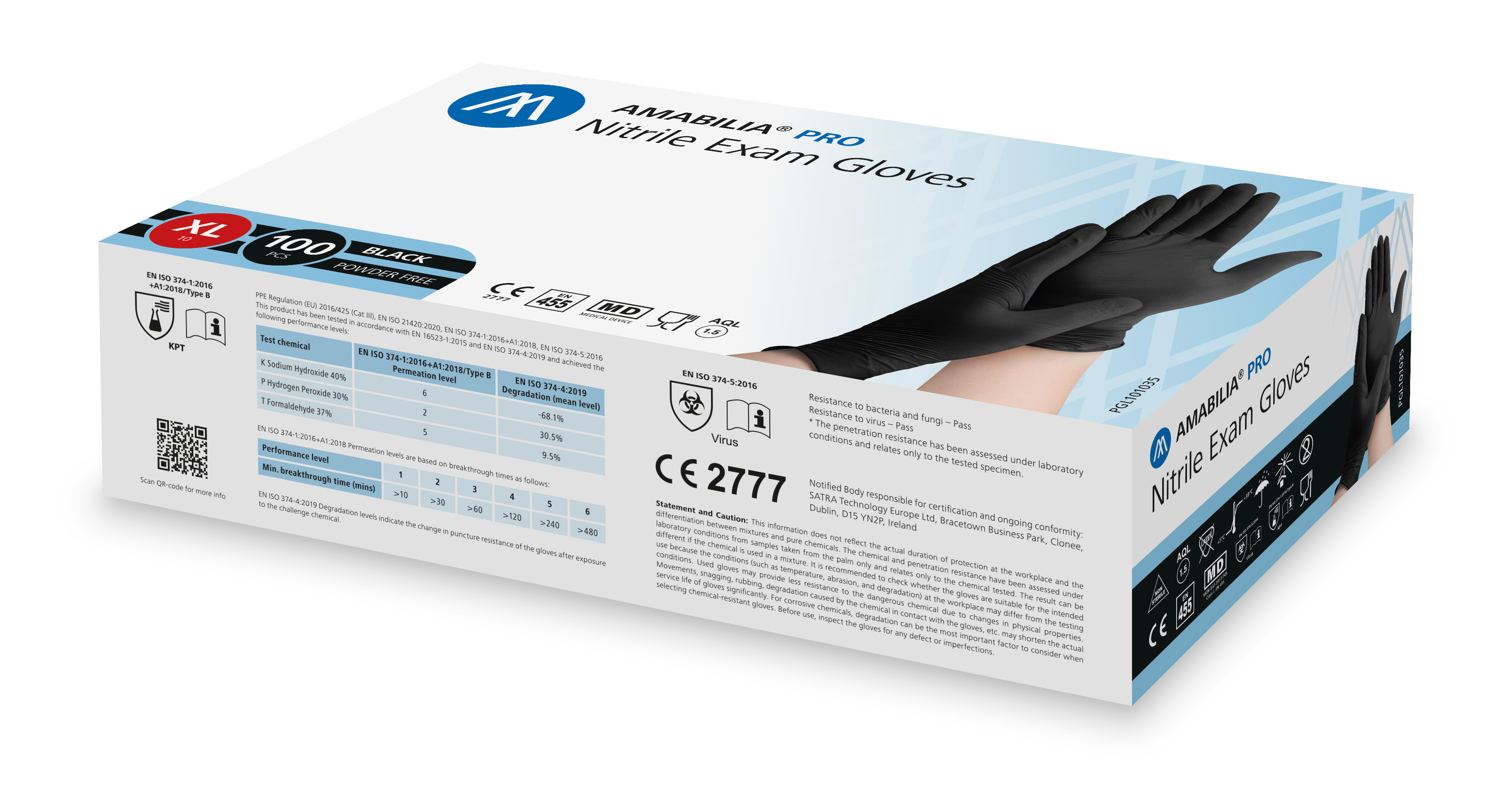 Examination glove nitrile XL Black 100 pcs - 2
