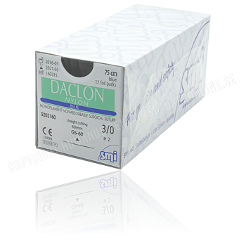 Daclon nylonsutur 3-0, GS 60 mm needle, 75 cm blue