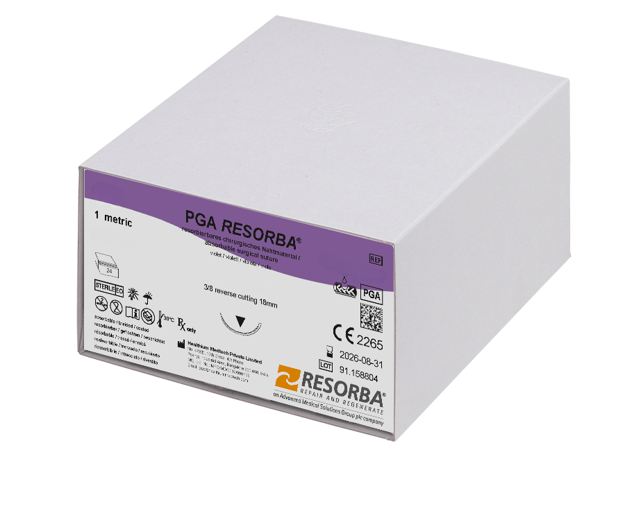 PGA-Resorba suture 6-0, PA10273, HR12 needle, 45 cm violet, 24 pcs