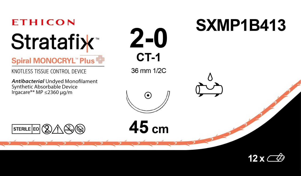 Stratafix Monocryl Plus 2-0,   SXMP1B413, CT-1 45 cm undyed EXP 2026-12