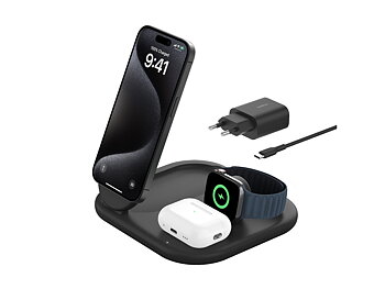 Belkin 3-i-1 Qi2 trådlös laddare (svart)