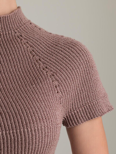 Resårstickad topp i Fino Organic Cotton - 3
