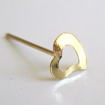 925 Sterling Silver 1.5mm hjärta guld näsa piercing - 2
