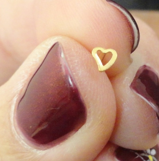 925 Sterling Silver 1.5mm hjärta guld näsa piercing - 3