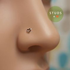 925 Sterling Silver 1.5mm hjärta guld näsa piercing