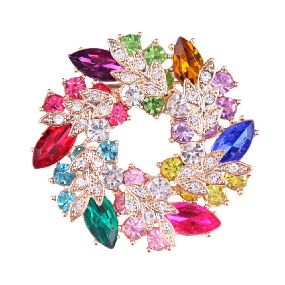 Brooch Crystal Gold Plated - 3