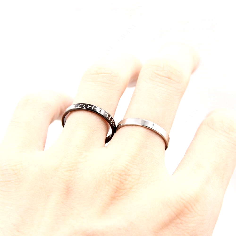 Rostfritt stål ring Förlovningring 2st / set - 3