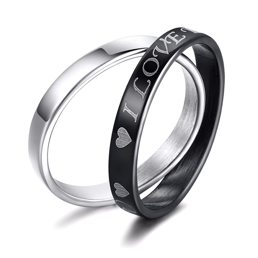 Rostfritt stål ring Förlovningring 2st / set
