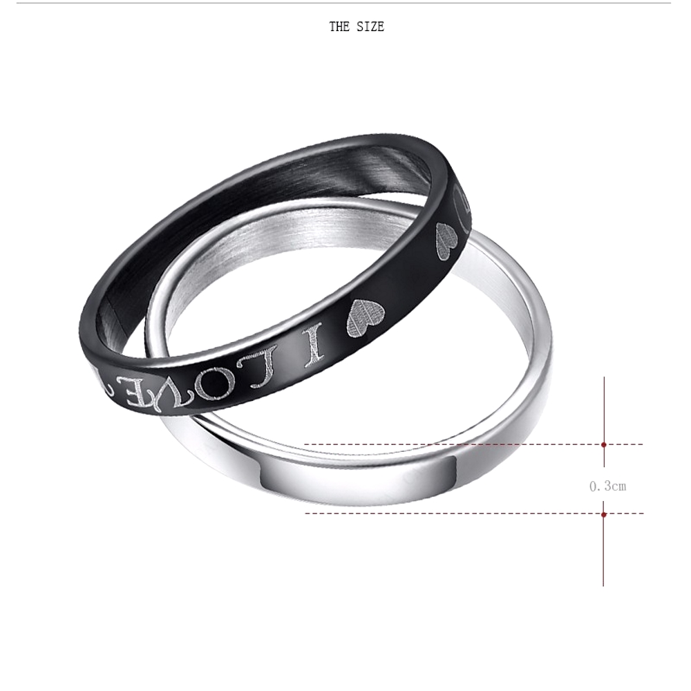 Rostfritt stål ring Förlovningring 2st / set - 2