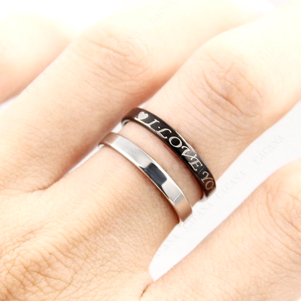Rostfritt stål ring Förlovningring 2st / set - 5