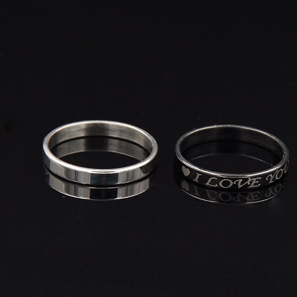 Rostfritt stål ring Förlovningring 2st / set - 4