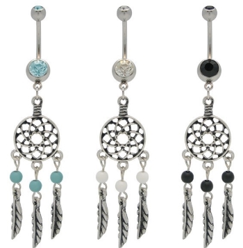 Navel Jewelry piercing 316 surgical steel turquoise dream catcher  - 2