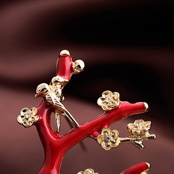 Brooch Red Tree