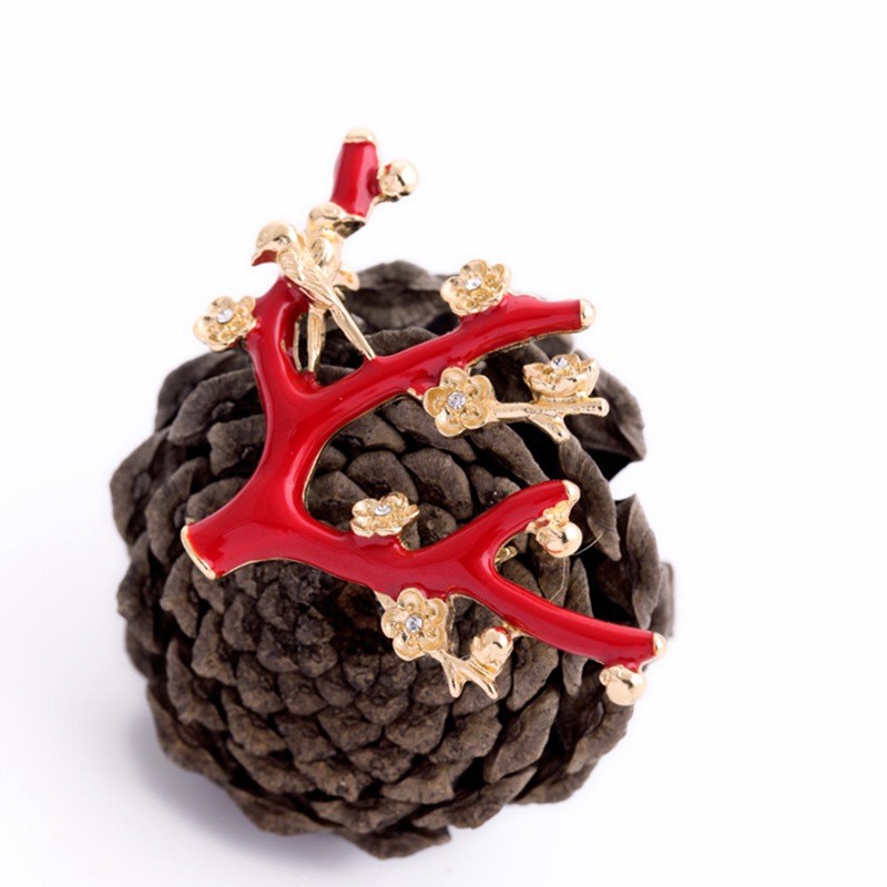 Brooch Red Tree