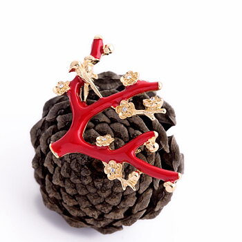 Brooch Red Tree