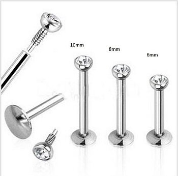 Labret, läpp Piercing smycken 6/8/10mm 4 st pack
