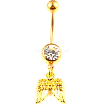 Gold Plated Navel Belly Button Ring Body Piercing Jewelry