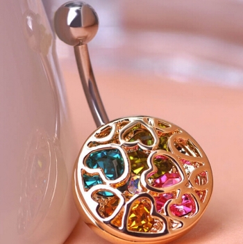 Gold Plated Navel Belly Button Ring Body Piercing Jewelry