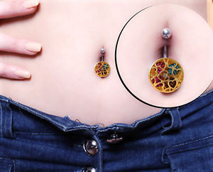 Gold Plated Navel Belly Button Ring Body Piercing Jewelry - 2
